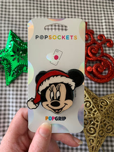 Glitter Santa Hat Mouse Head Inspired Pop Grip/ Popsocket