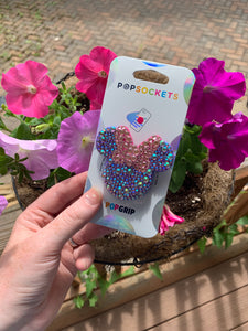 Full Crystal Purple/Pink Mouse Inspired Pop Grip/ Popsocket
