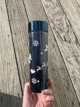 Load image into Gallery viewer, Black Glitter Christmas Inspired Double Wall Water Bottle