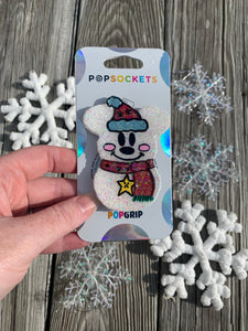 Glitter Mouse Snowman Inspired “Pop" Cell Phone Grip/ Stand
