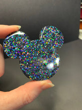 Load image into Gallery viewer, Black Holographic Glitter Mouse Inspired &quot;Pop&quot; Cell Phone Grip and Stand