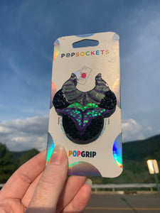 Glitter/Crystal Maleficent Inspired Pop Grip/ Popsocket