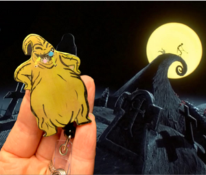 Glow Full Body Oogie Boogie Inspired Swivel Badge Reel