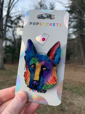 MultiColor German Shepard head Inspired Pop Grip/ Popsocket