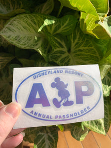 Holographic Mouse “AP” Passholder Inspired Vinyl Decal