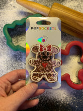 Load image into Gallery viewer, Glitter Gingerbread Girl Mouse Inspired “Pop” Cell Phone Grip/ Stand