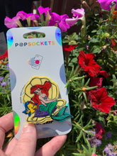 Load image into Gallery viewer, Glitter Ariel and Flounder in Clam Inspired Pop Grip/ Popsocket