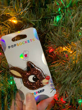 Load image into Gallery viewer, Glitter Reindeer Inspired “Pop” Cell Phone Grip/ Stand