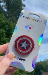 Full Crystal Captain America Shield Inspired Pop Grip/ Popsocket