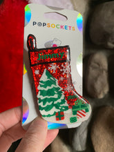 Load image into Gallery viewer, Personalized Glitter Christmas Stocking Inspired Pop Grip/ Popsocket