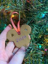 Load image into Gallery viewer, Glitter Christmas Mouse Pretzel Inspired Ornament