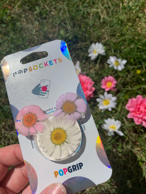 Daisy Pressed Flower Mouse Inspired Pop Grip/ Popsocket