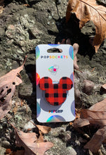 Load image into Gallery viewer, Red Plaid Fannel Mouse Inspired Pop Grip/ Popsocket