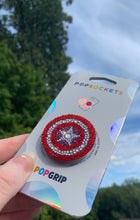 Load image into Gallery viewer, Full Crystal Captain America Shield Inspired Pop Grip/ Popsocket