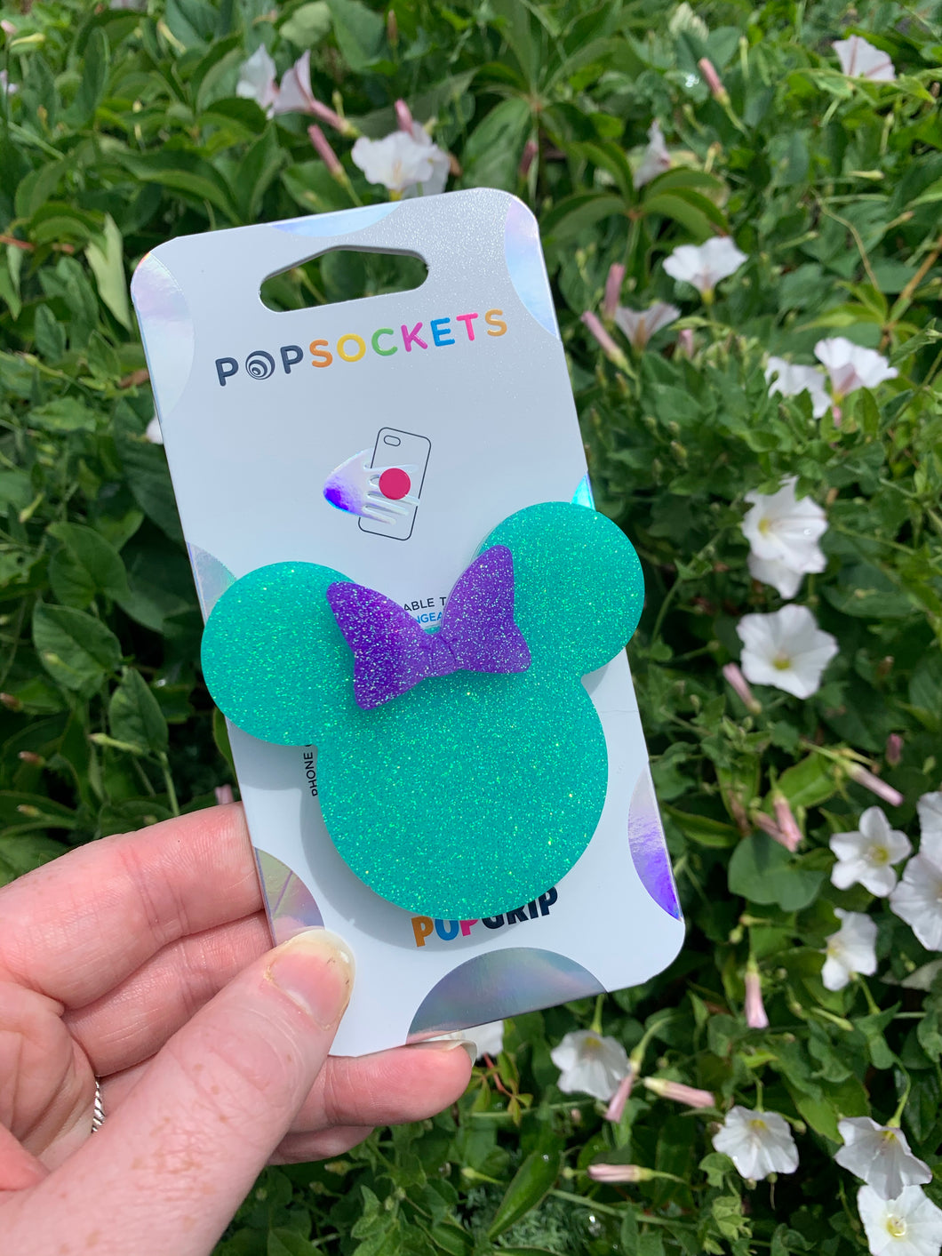 Teal Glitter Mouse with Purple Bow Inspired 