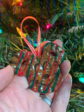Load image into Gallery viewer, Glitter Christmas Mouse Pretzel Inspired Ornament