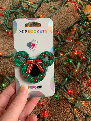 Glitter/Crystal Mickey Wreath Inspired Pop Grip/ Popsocket