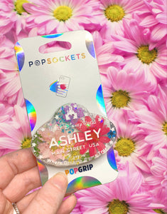 Pressed Flower Personalized "C.M. & C.P." Name Tag Inspired Pop Grip/ Popsocket