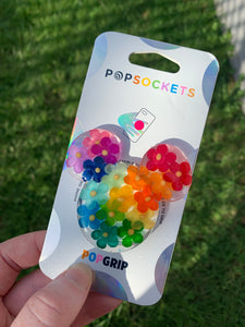 Rainbow Flower Mouse Inspired Pop Grip/ Popsocket
