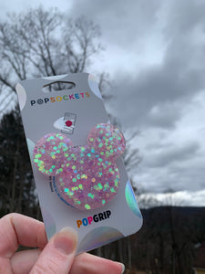 Glitter Light Pink Mouse Inspired Pop Grip/ Popsocket