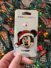 Load image into Gallery viewer, Glitter Santa Hat Mouse Head Inspired Pop Grip/ Popsocket