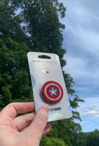 Full Crystal Captain America Shield Inspired Pop Grip/ Popsocket