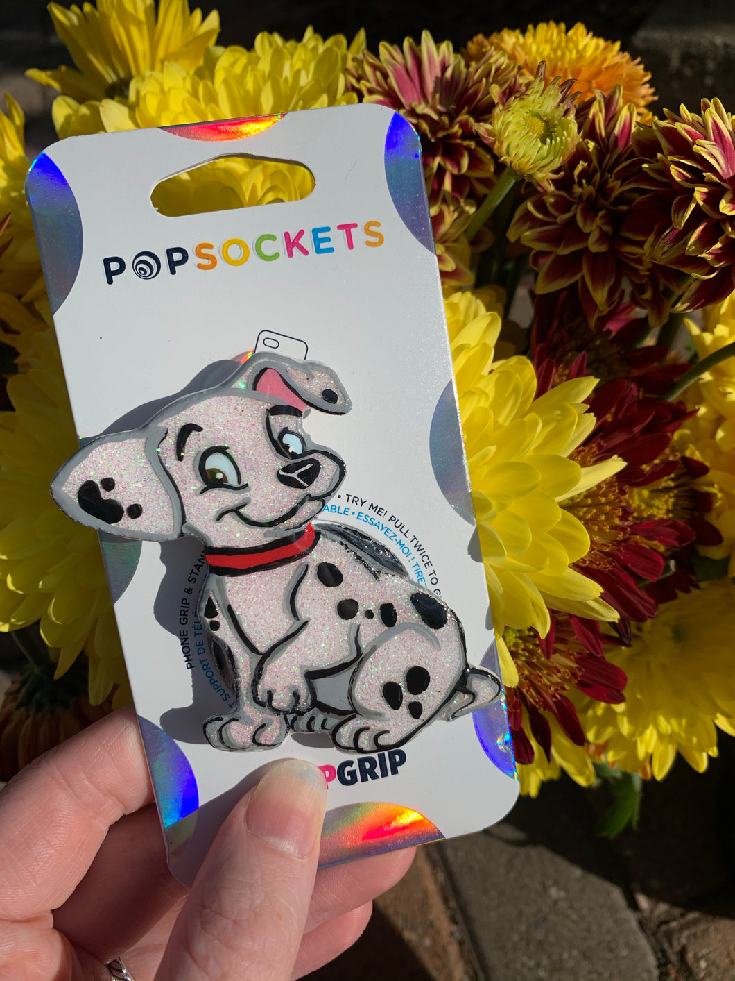 Glitter Dalmatian Inspired Pop Grip/ Popsocket